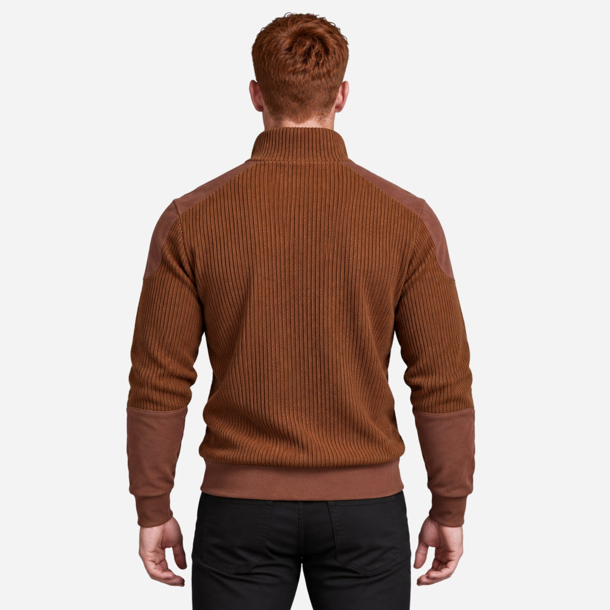 Men’s Panelled Ribbed Half-Zip Collar Jumper-Fowsa