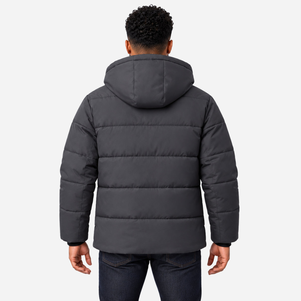 Men’s Plush-Lined Hooded Padded Jacket-Fowsa