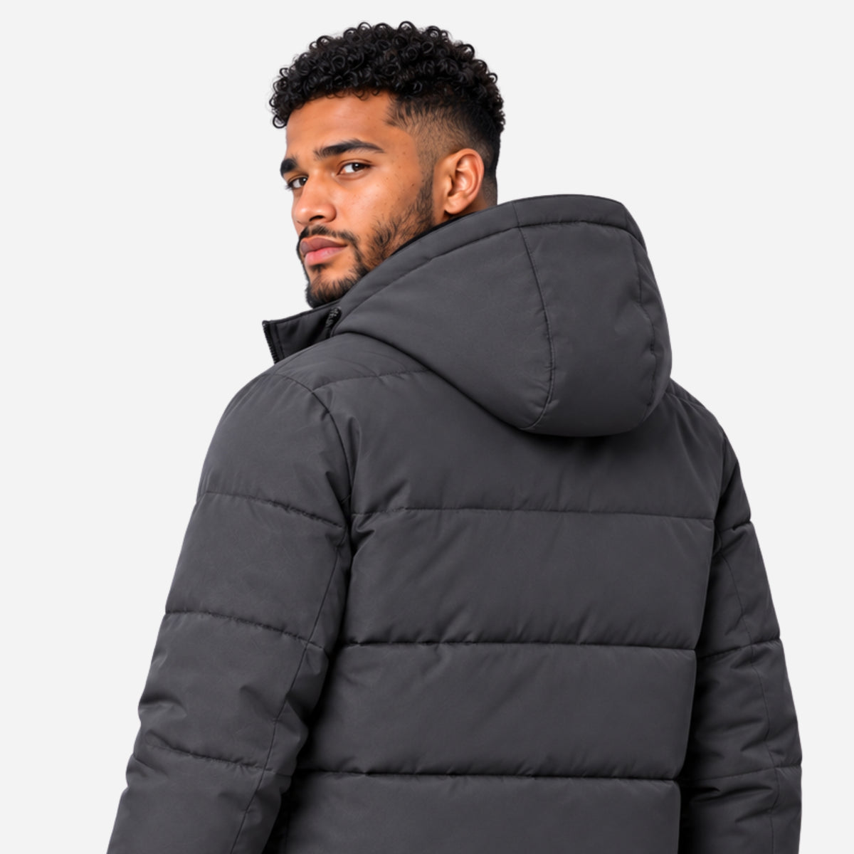Men’s Plush-Lined Hooded Padded Jacket-Fowsa
