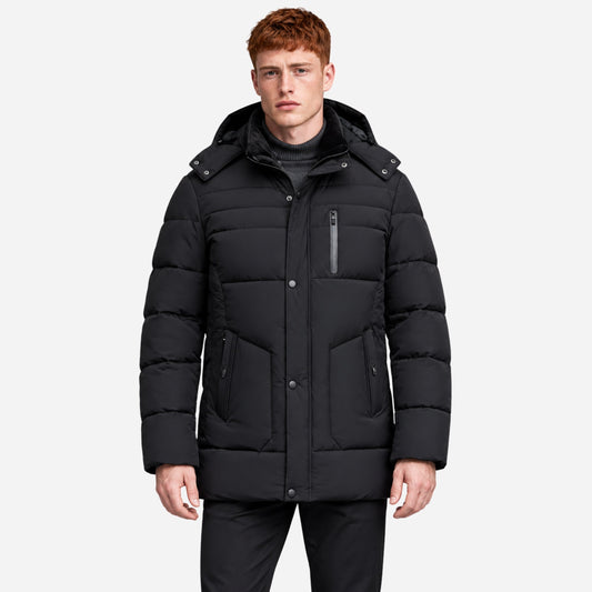 Men’s Plush-Lined Hooded Puffer Coat-Fowsa
