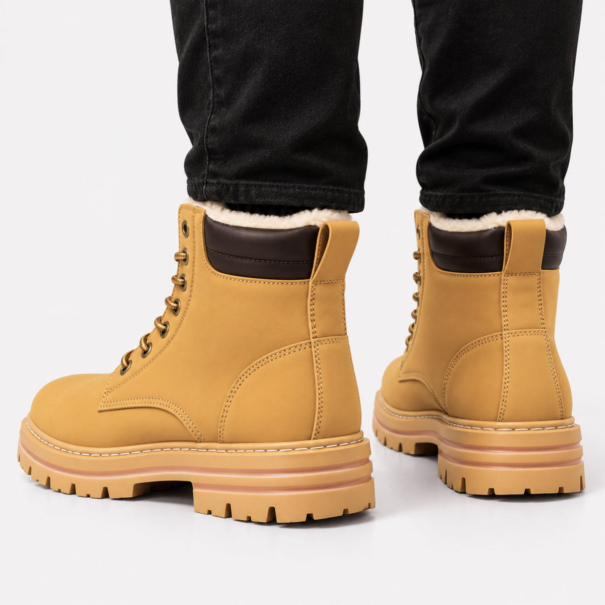 Men’s Plush Lined Lace Up Winter Boots-Fowsa