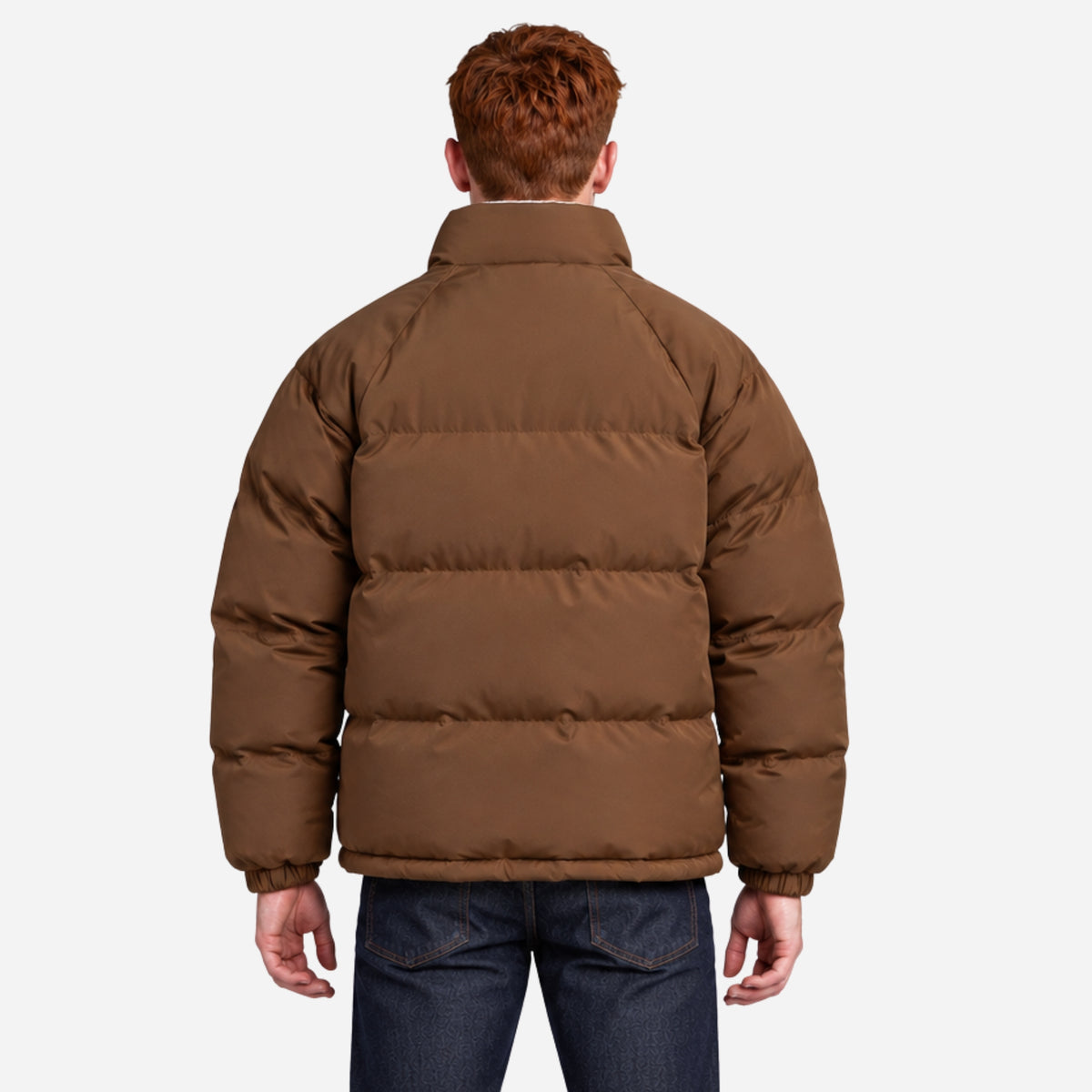 Men’s Plush-Lined Stand-Collar Puffer Jacket-Fowsa