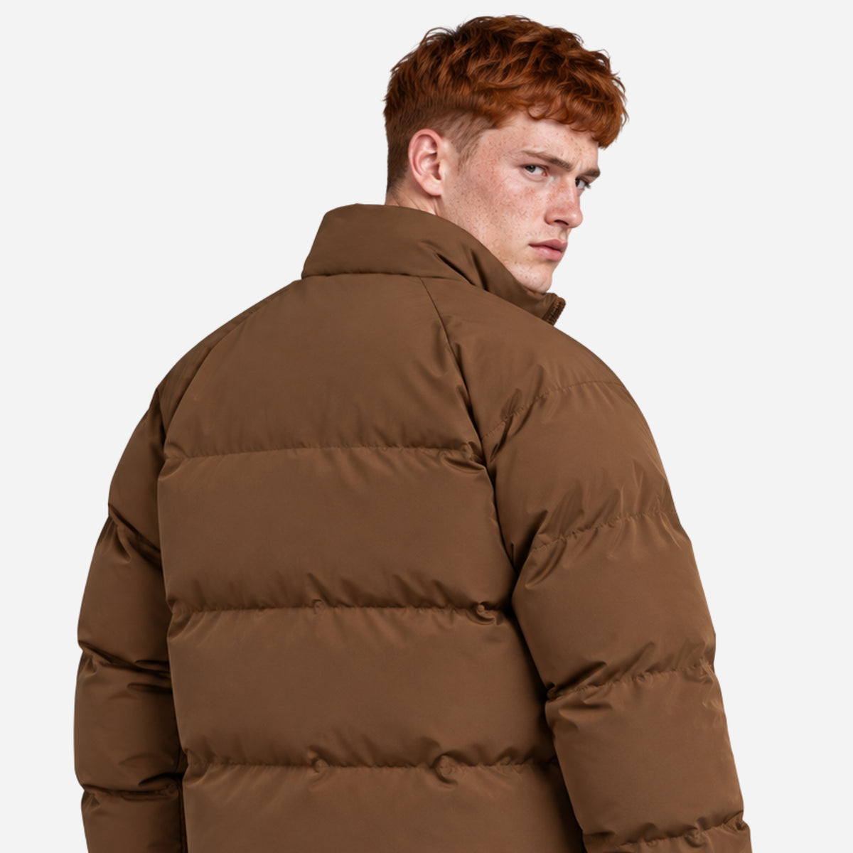 Men’s Plush-Lined Stand-Collar Puffer Jacket-Fowsa
