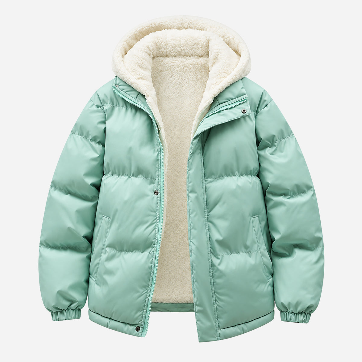 Men’s Plush-Lined Storm-Flap Hooded Puffer Jacket-Fowsa