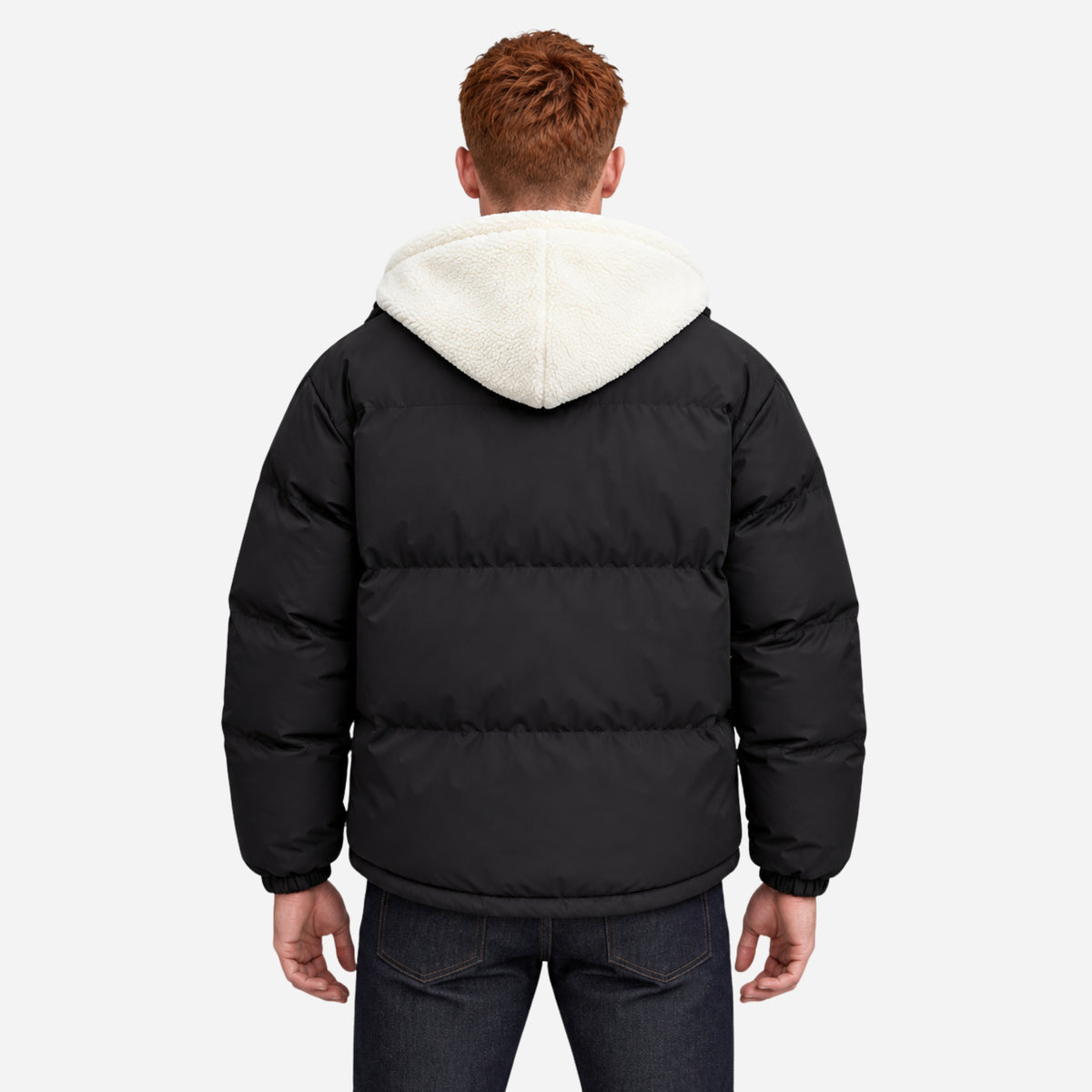 Men’s Plush-Lined Storm-Flap Hooded Puffer Jacket-Fowsa