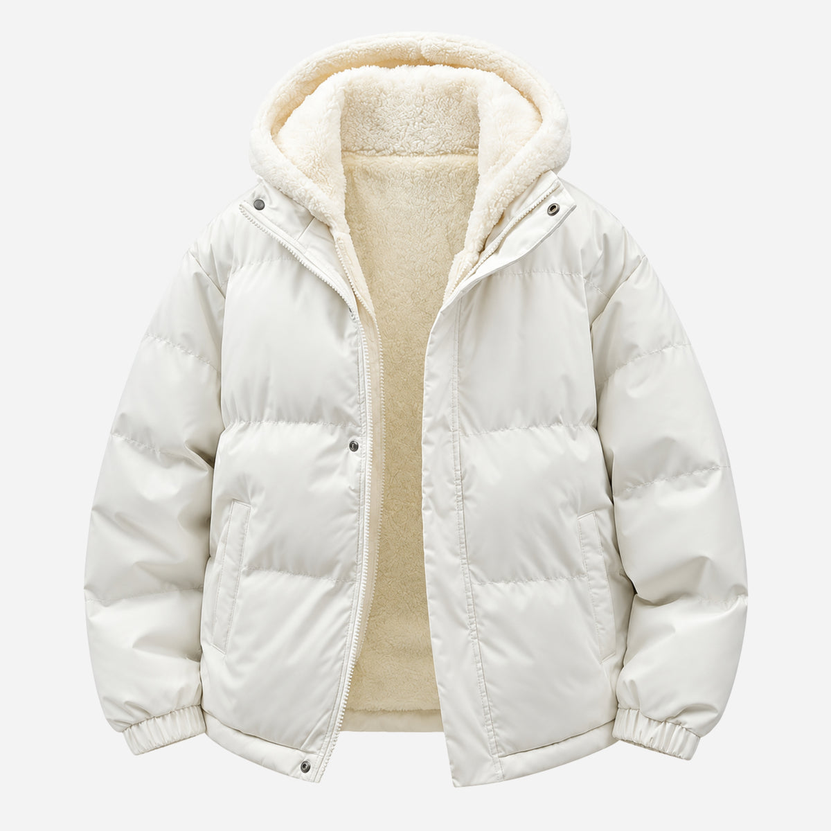 Men’s Plush-Lined Storm-Flap Hooded Puffer Jacket-Fowsa