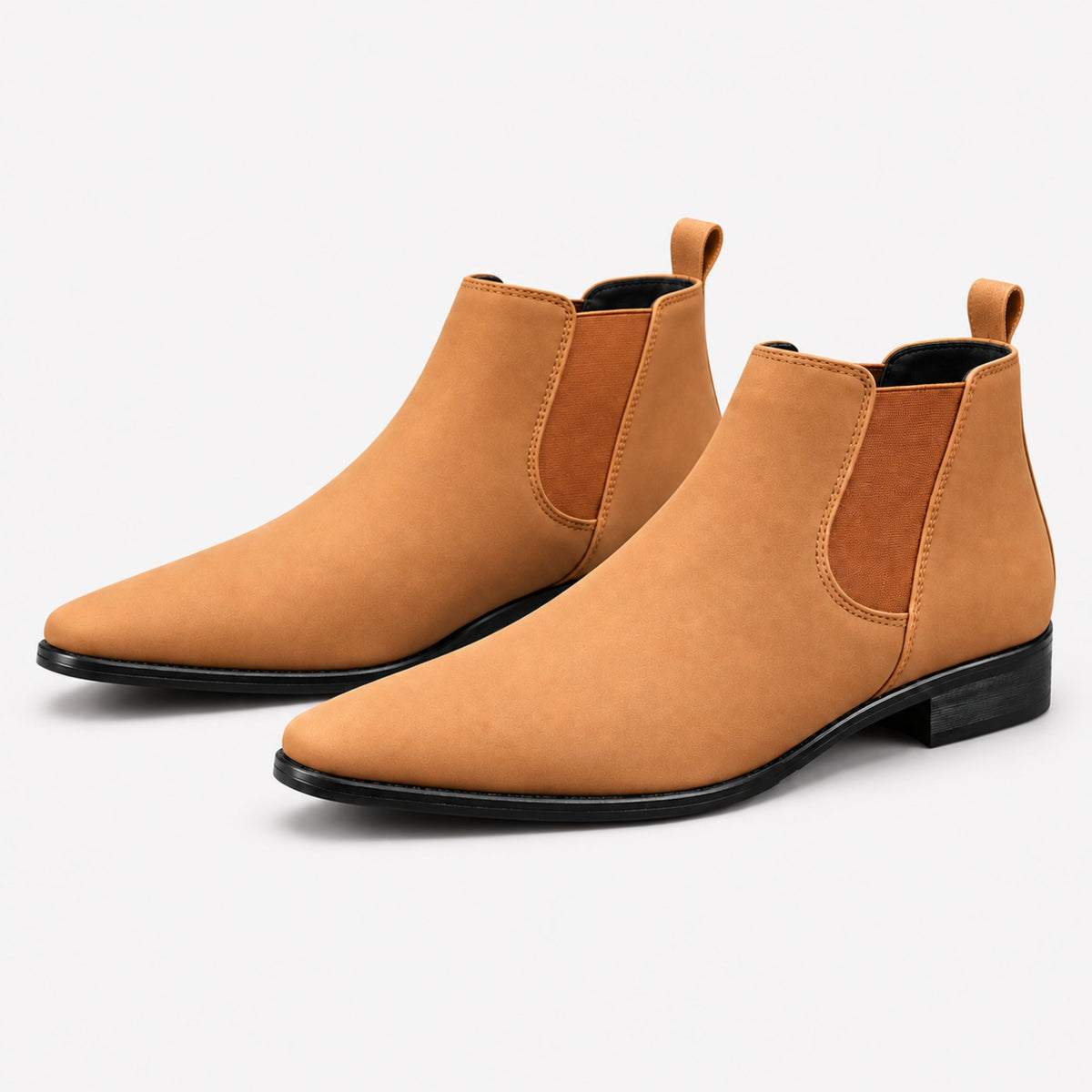 Men’s Pointed Toe Chelsea Ankle Boots-Fowsa