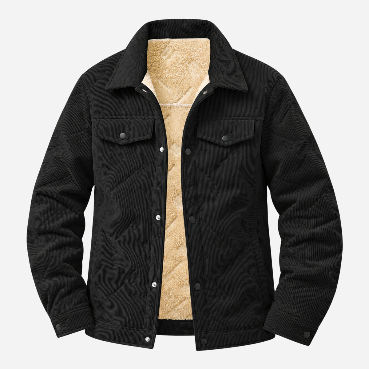 Men’s Quilted Sherpa-Lined Corduroy Jacket-Fowsa