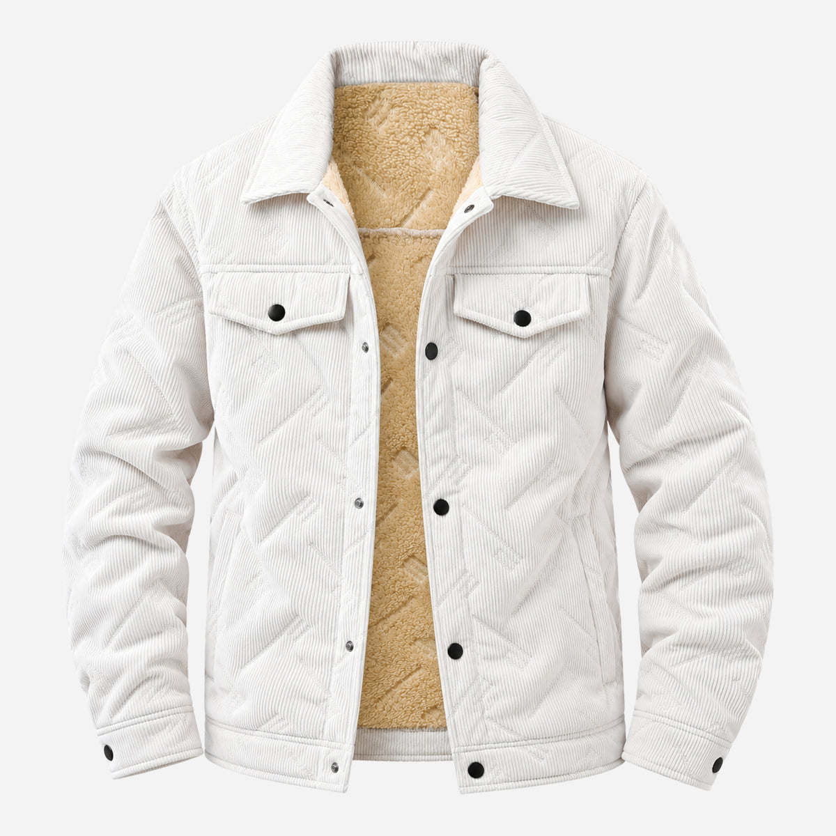Men’s Quilted Sherpa-Lined Corduroy Jacket-Fowsa