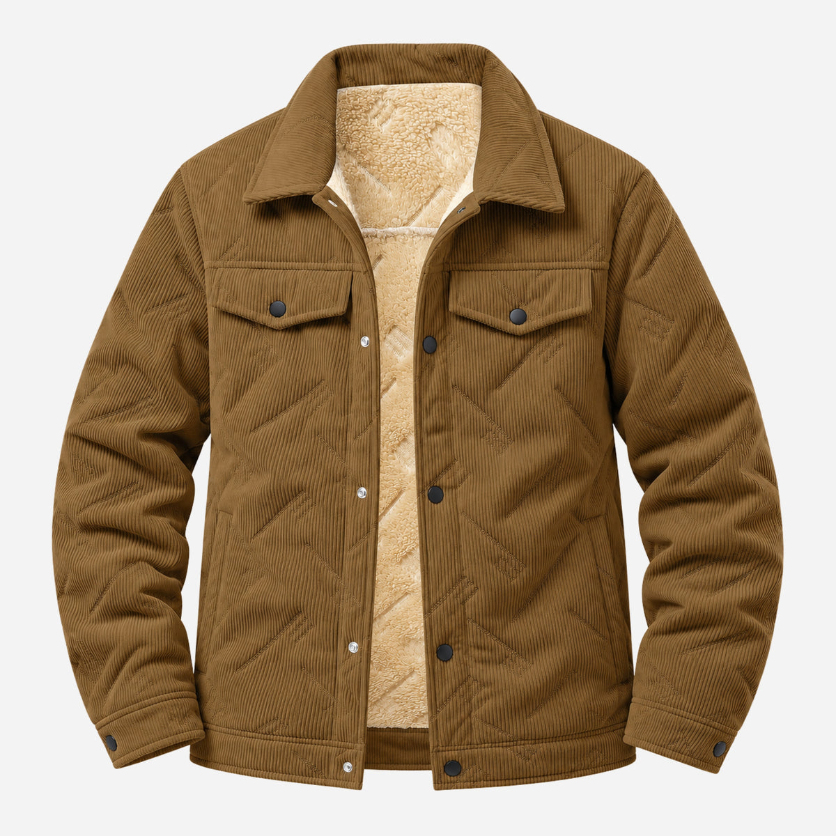 Men’s Quilted Sherpa-Lined Corduroy Jacket-Fowsa