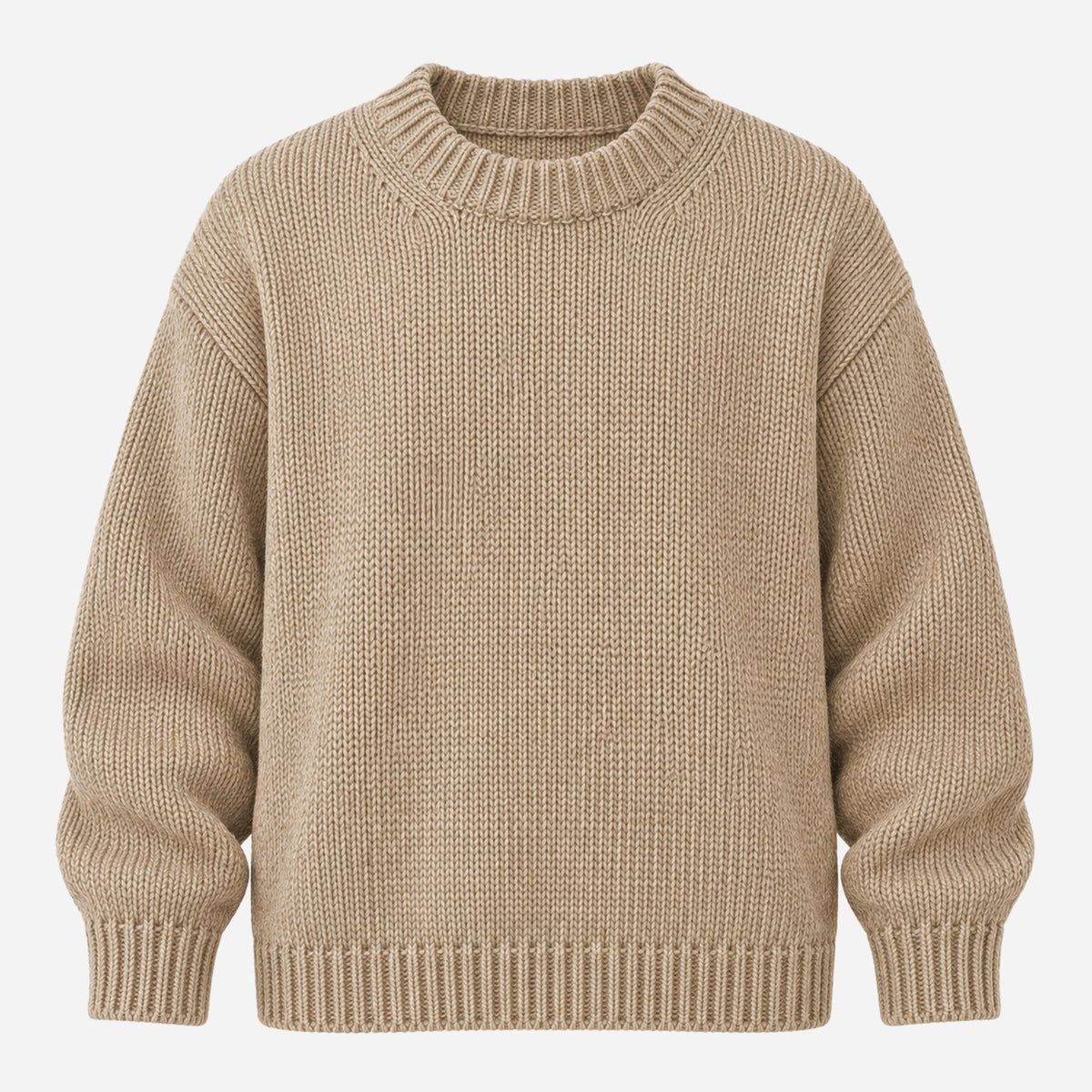 Men's Ribbed Crew-Neck Knit Jumper-Fowsa