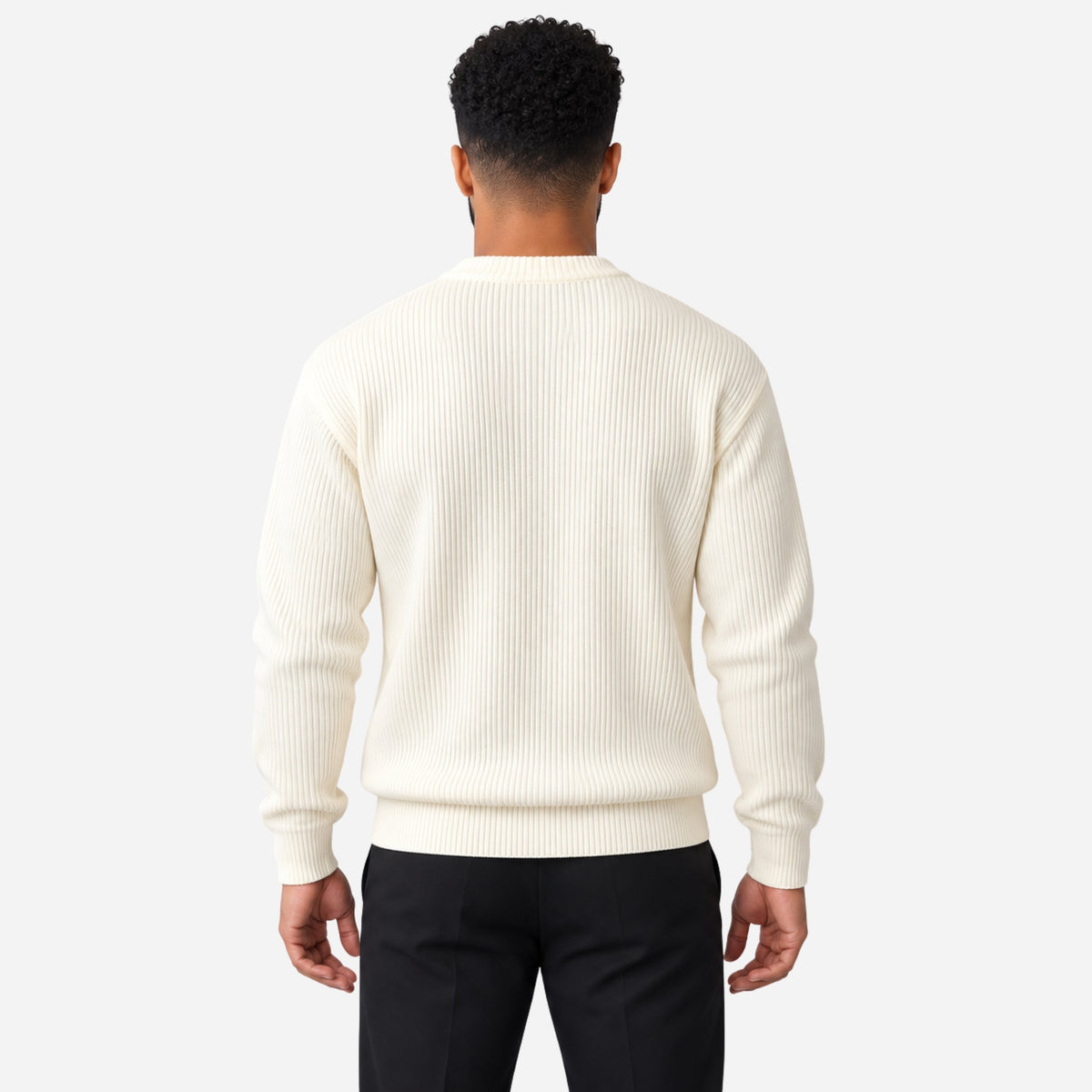 Men’s Ribbed Crew Neck Knitted Jumper-Fowsa