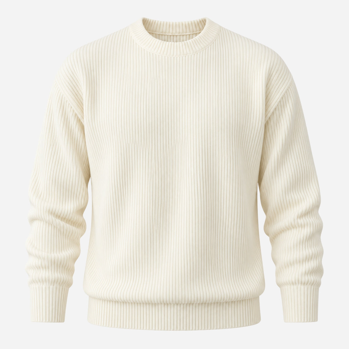 Men’s Ribbed Crew Neck Knitted Jumper-Fowsa