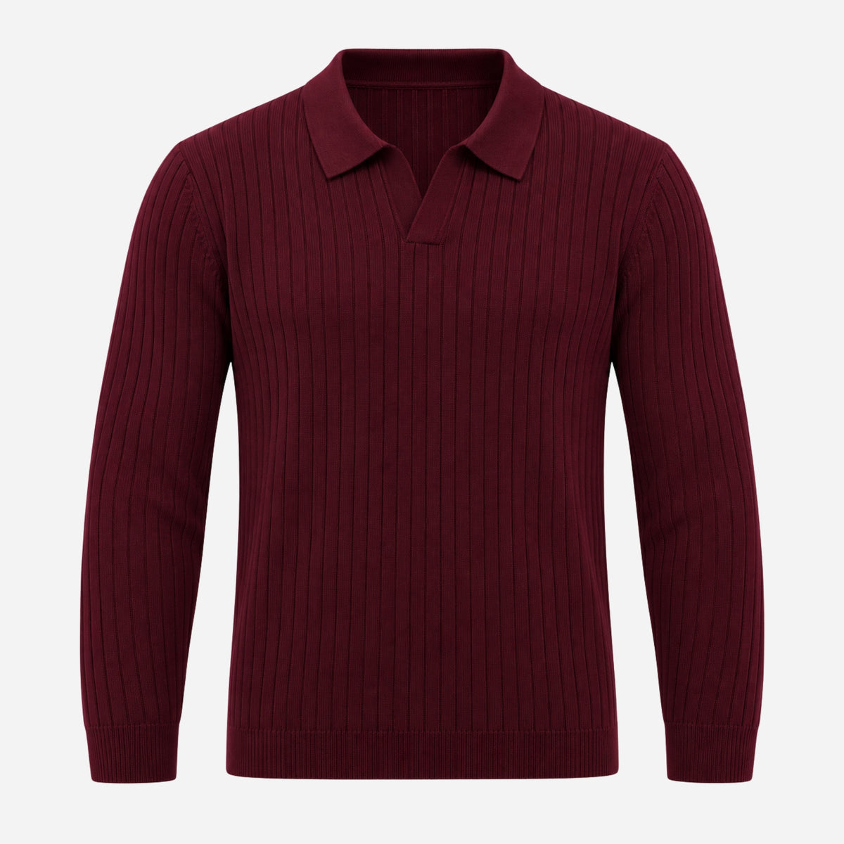 Men’s Ribbed Open-Collar Knitted Jumper-Fowsa