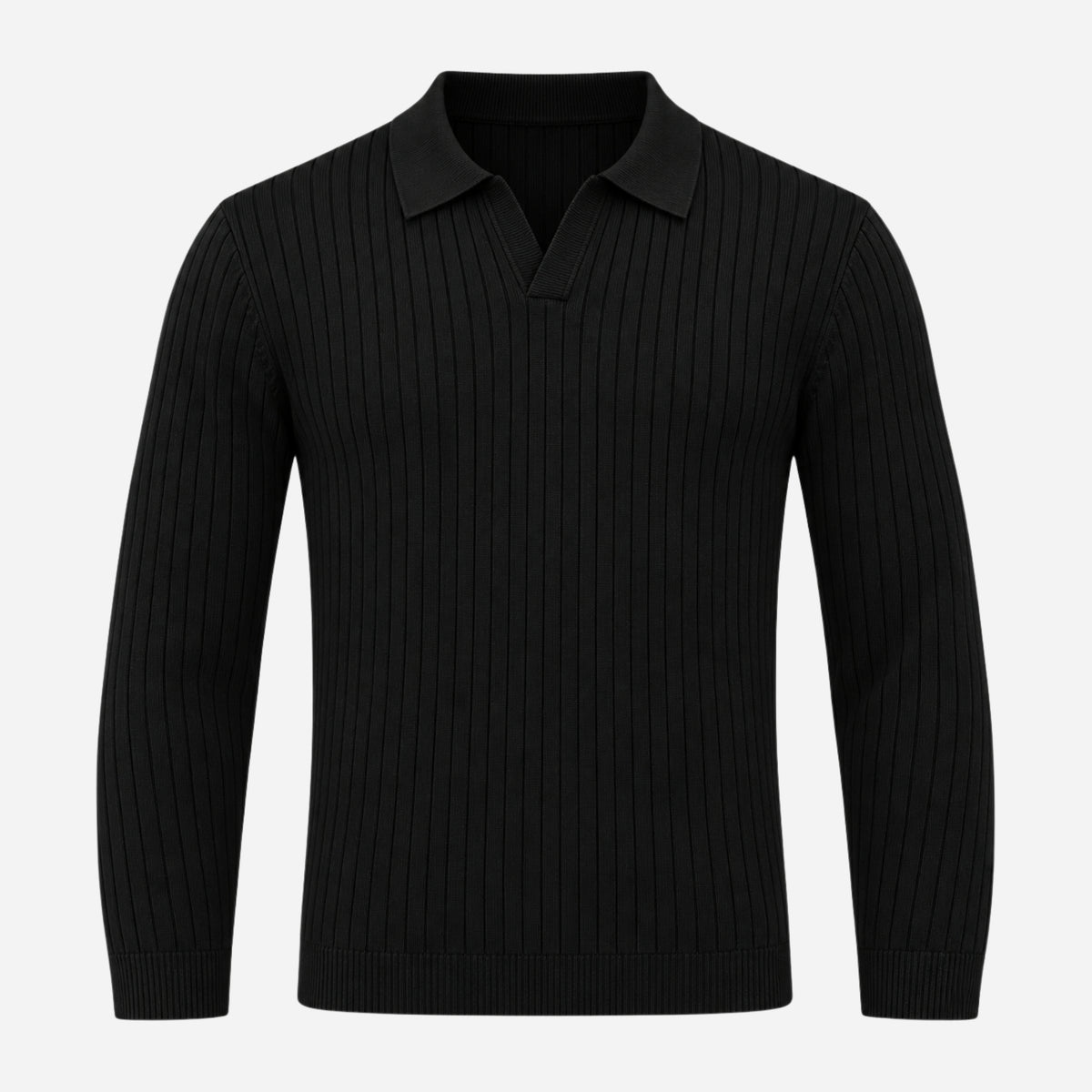 Men’s Ribbed Open-Collar Knitted Jumper-Fowsa