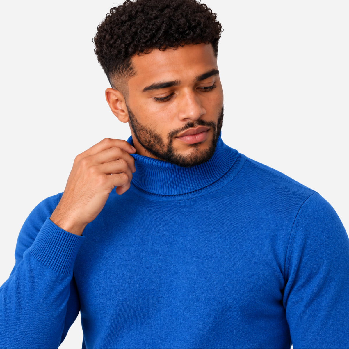Men’s Roll-Neck Fine-Knit Jumper-Fowsa