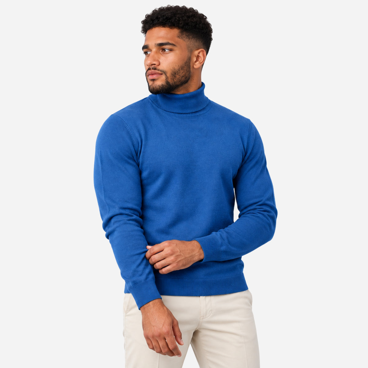 Men’s Roll-Neck Fine-Knit Jumper-Fowsa