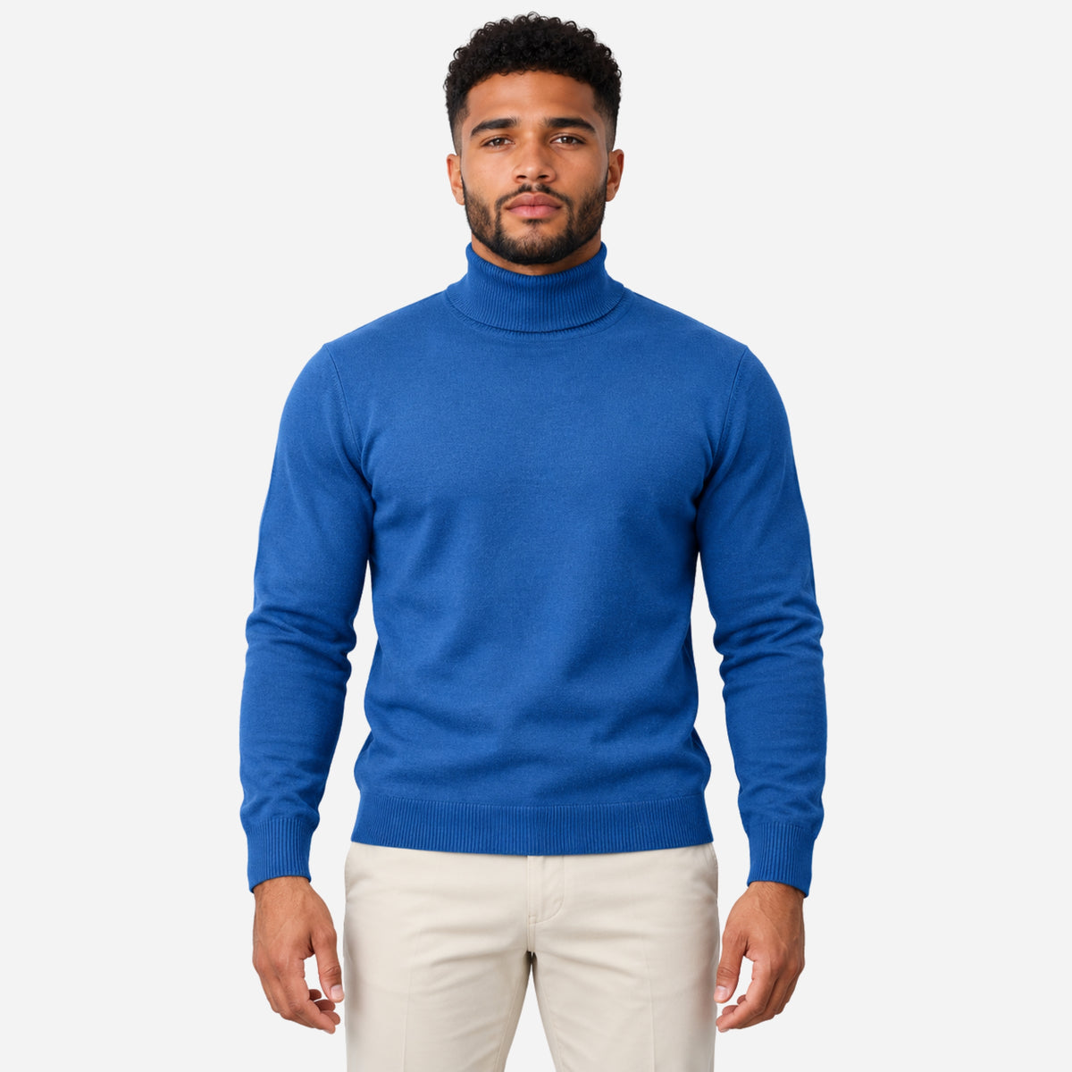 Men’s Roll-Neck Fine-Knit Jumper-Fowsa