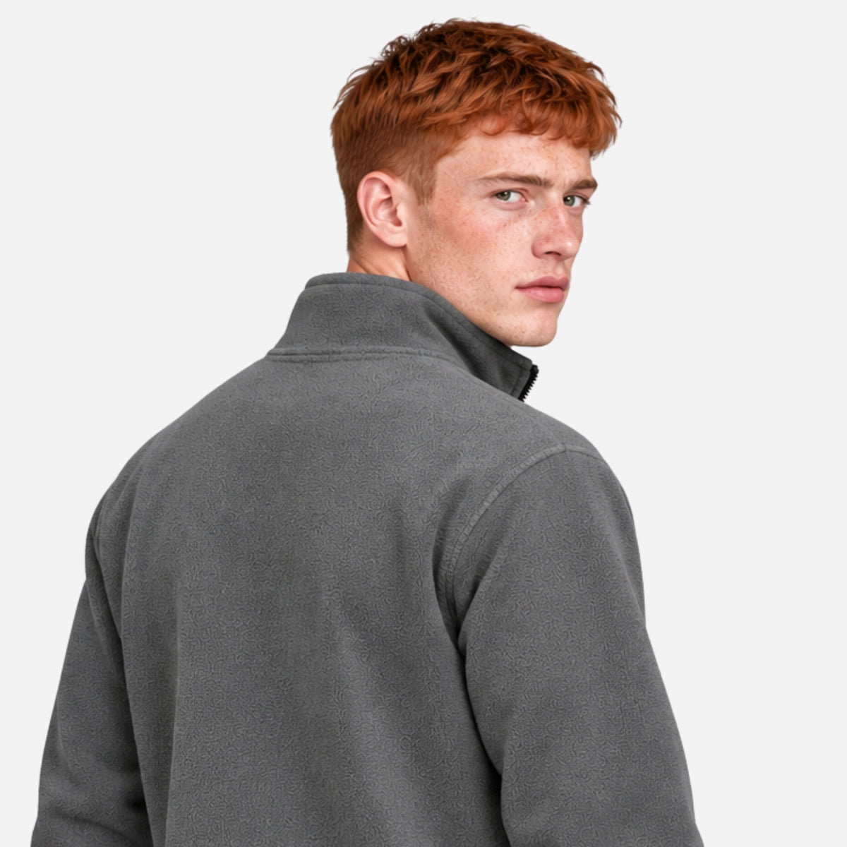 Men’s Stand-Collar Full-Zip Fleece Jacket-Fowsa