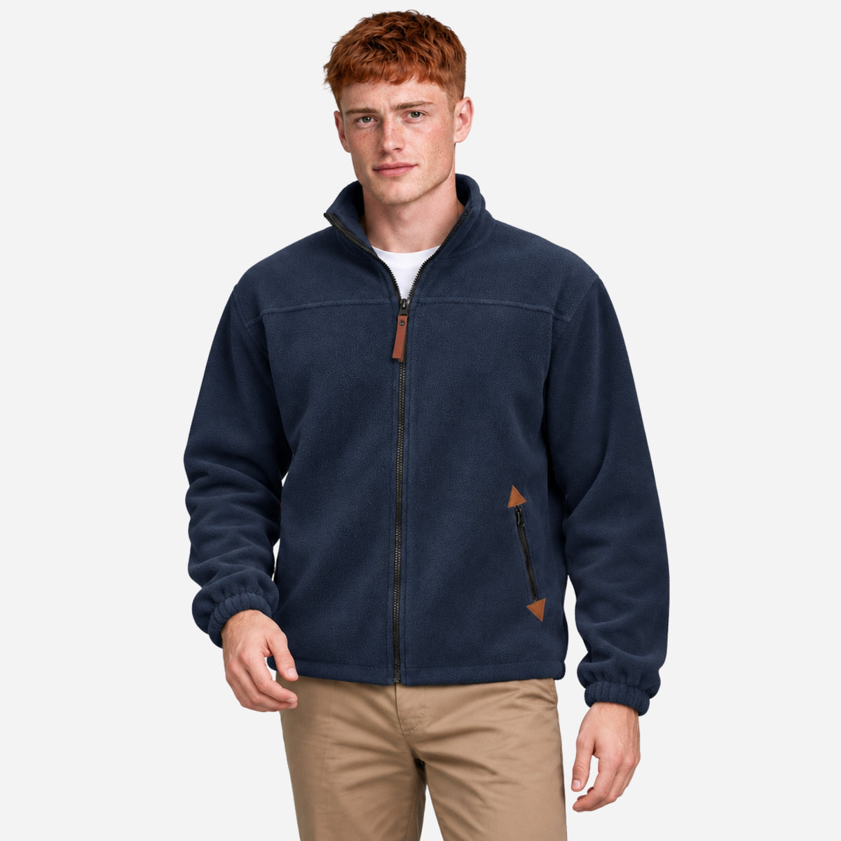 Men’s Stand-Collar Full-Zip Fleece Jacket-Fowsa