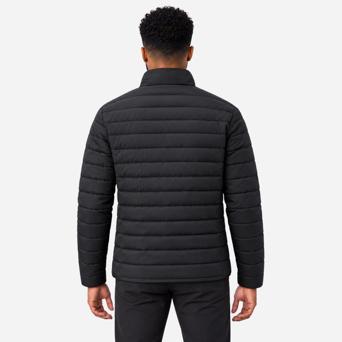 Men’s Stand Collar Quilted Puffer Jacket-Fowsa