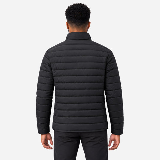 Men’s Stand Collar Quilted Puffer Jacket-Fowsa