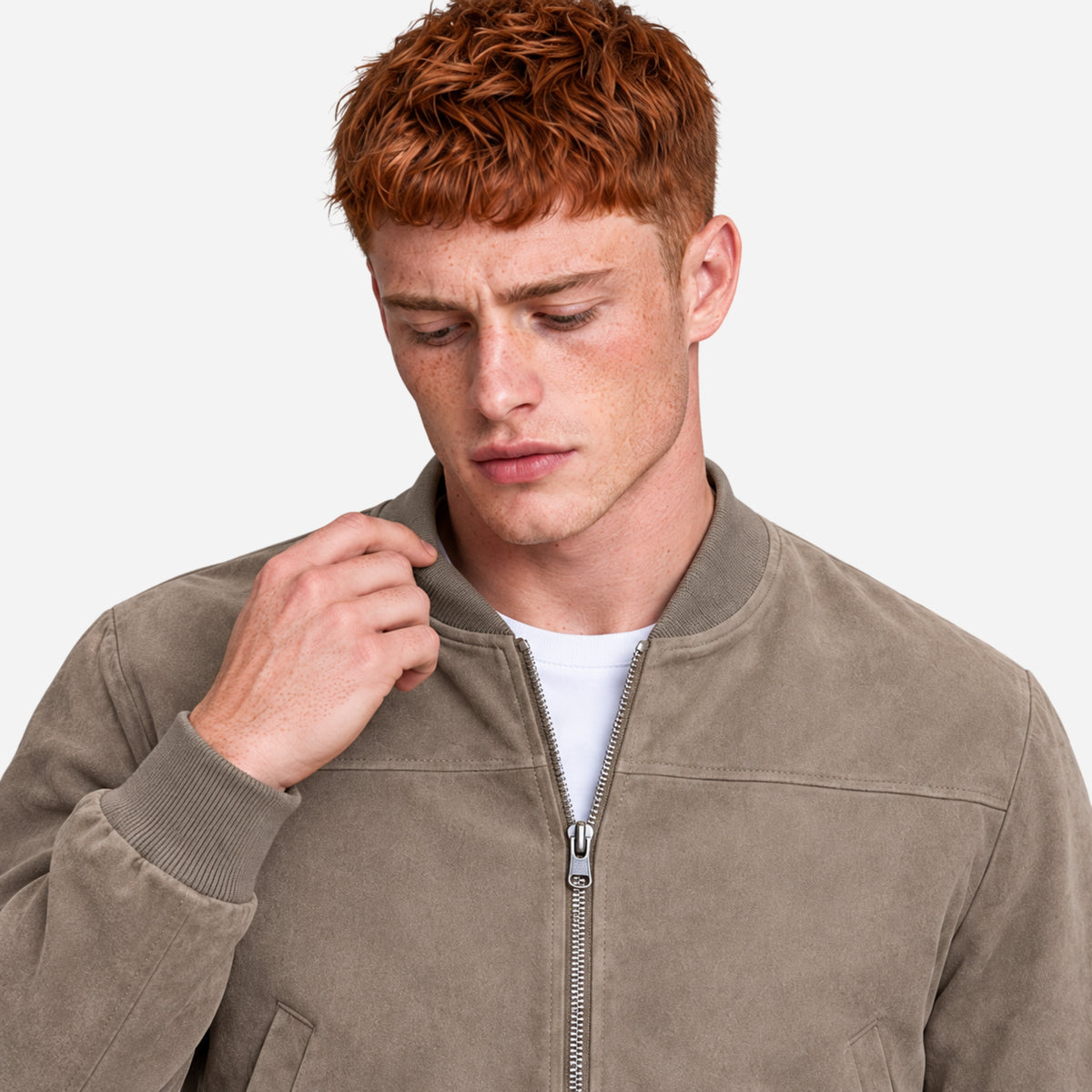 Men’s Stand Collar Zip-Up Bomber Jacket-Fowsa