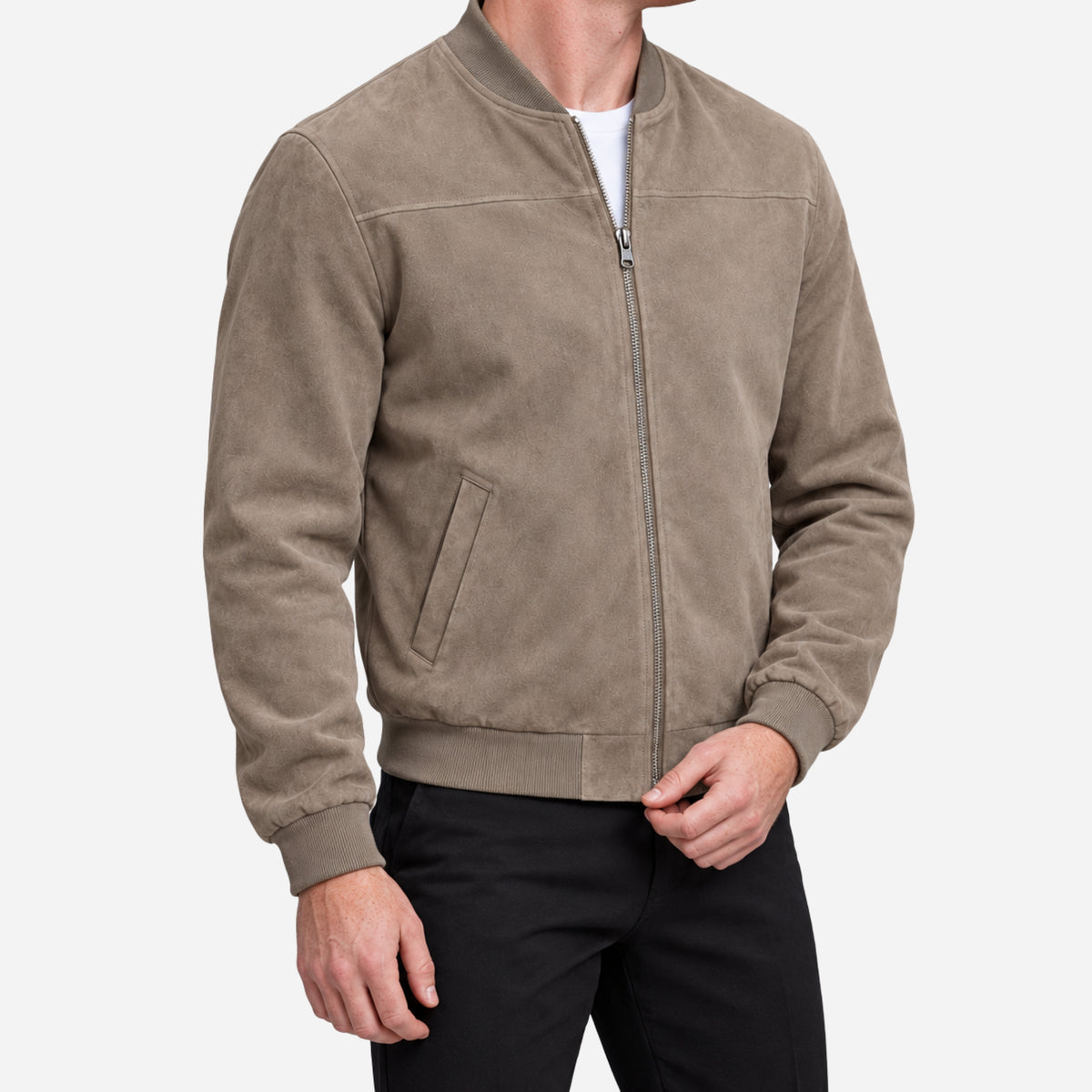 Men’s Stand Collar Zip-Up Bomber Jacket-Fowsa