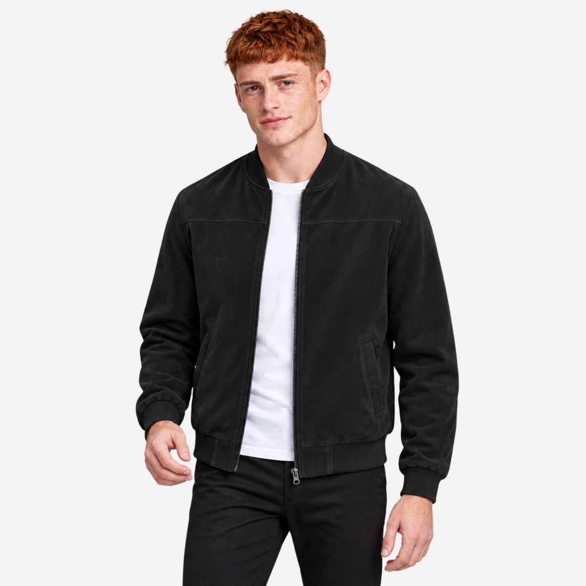 Men’s Stand Collar Zip-Up Bomber Jacket-Fowsa