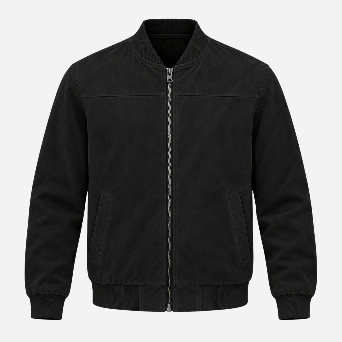 Men’s Stand Collar Zip-Up Bomber Jacket-Fowsa