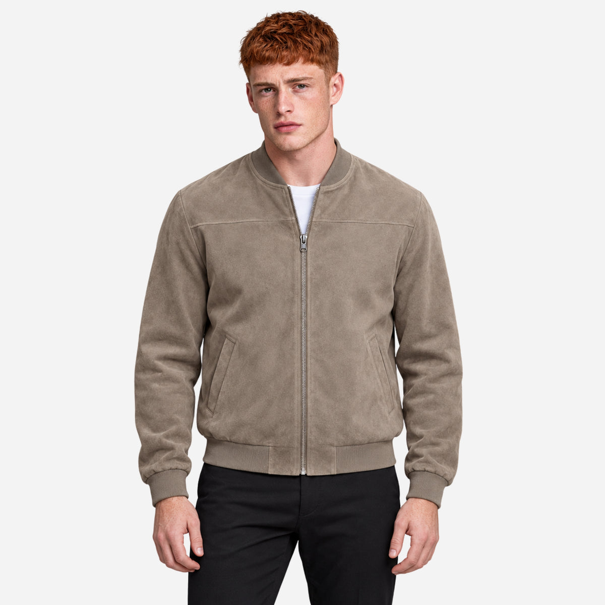 Men’s Stand Collar Zip-Up Bomber Jacket-Fowsa