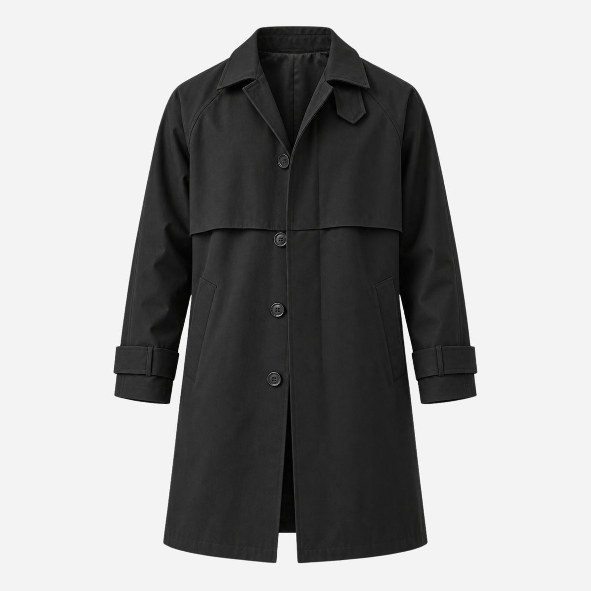 Men's Storm-Flap Single-Breasted Trench Coat-Fowsa
