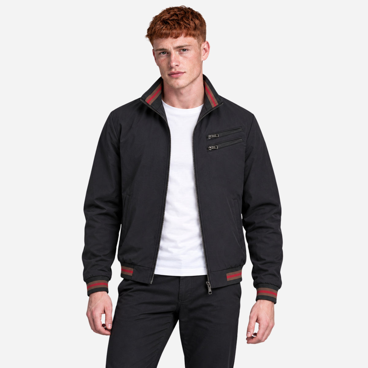 Men’s Striped-Trim Zip-Front Jacket-Fowsa
