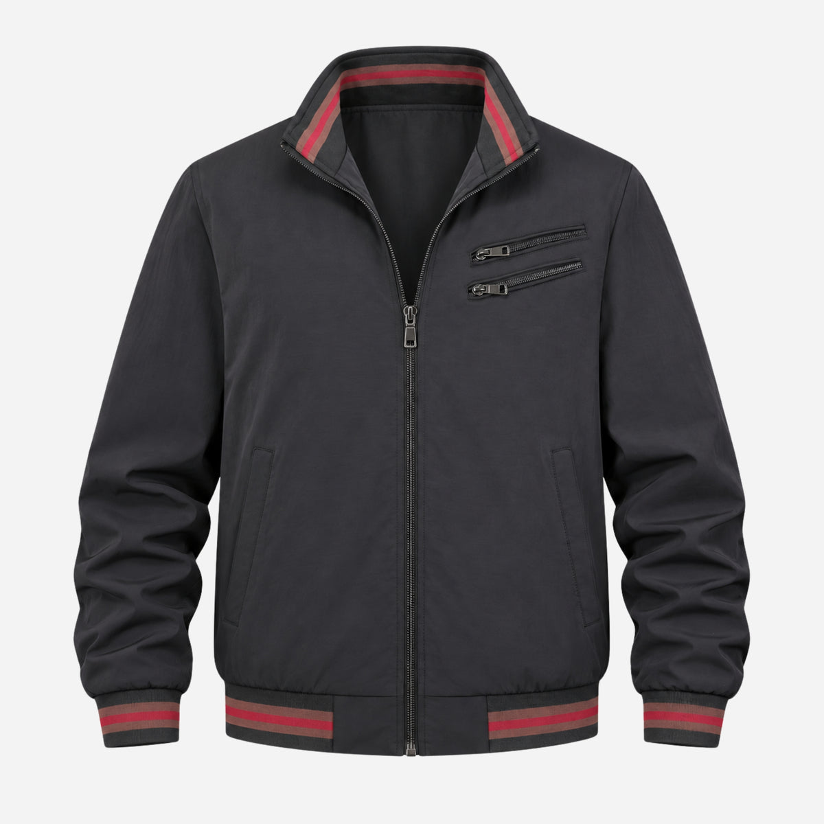 Men’s Striped-Trim Zip-Front Jacket-Fowsa