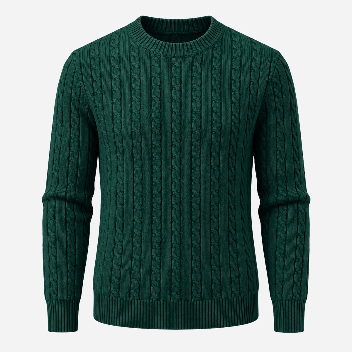 Men’s Vertical Cable Knit Crew Jumper-Fowsa