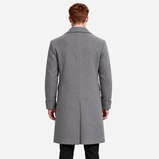 Men’s Wide-Lapel Double-Breasted Mid-Length Coat-Fowsa