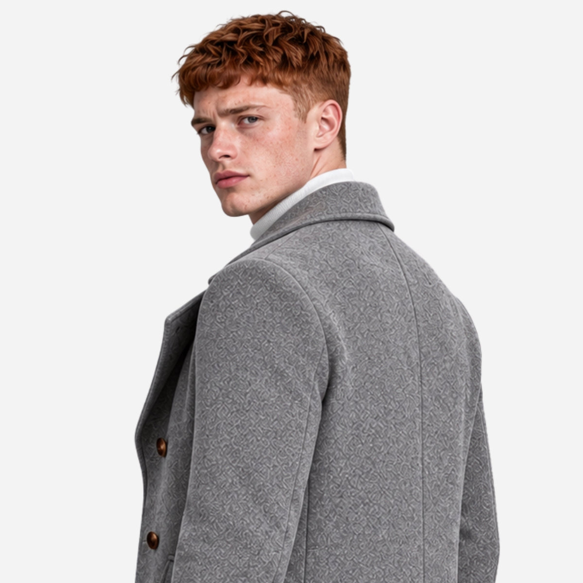 Men’s Wide-Lapel Double-Breasted Mid-Length Coat-Fowsa