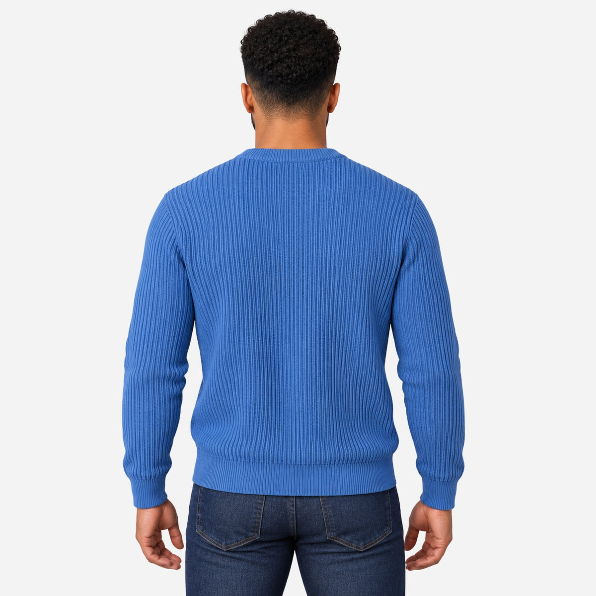 Men’s Wide-Rib Crew-Neck Knitted Jumper-Fowsa