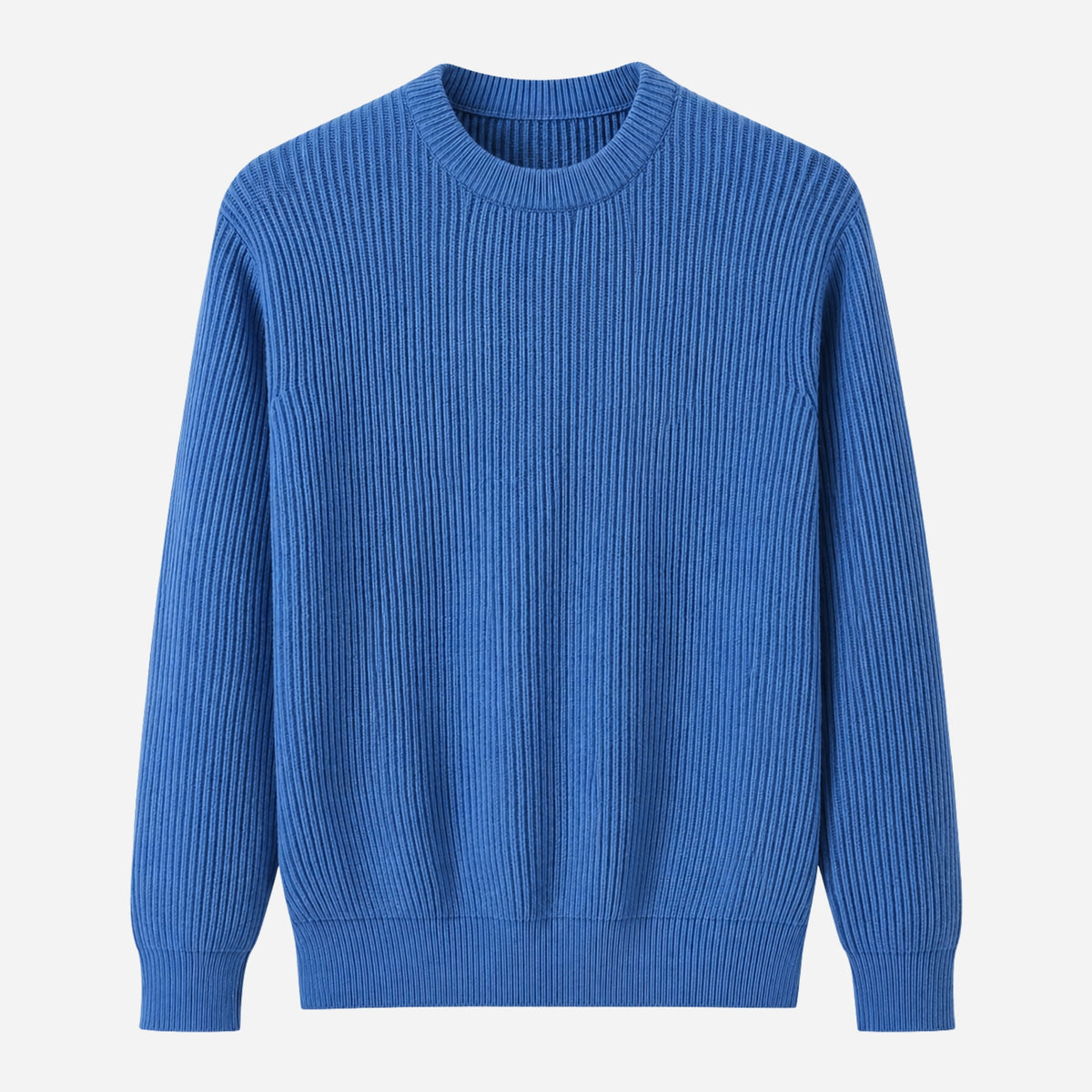 Men’s Wide-Rib Crew-Neck Knitted Jumper-Fowsa