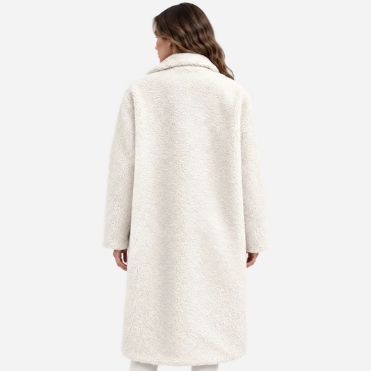 Wide Collar Teddy Long Coat-Fowsa