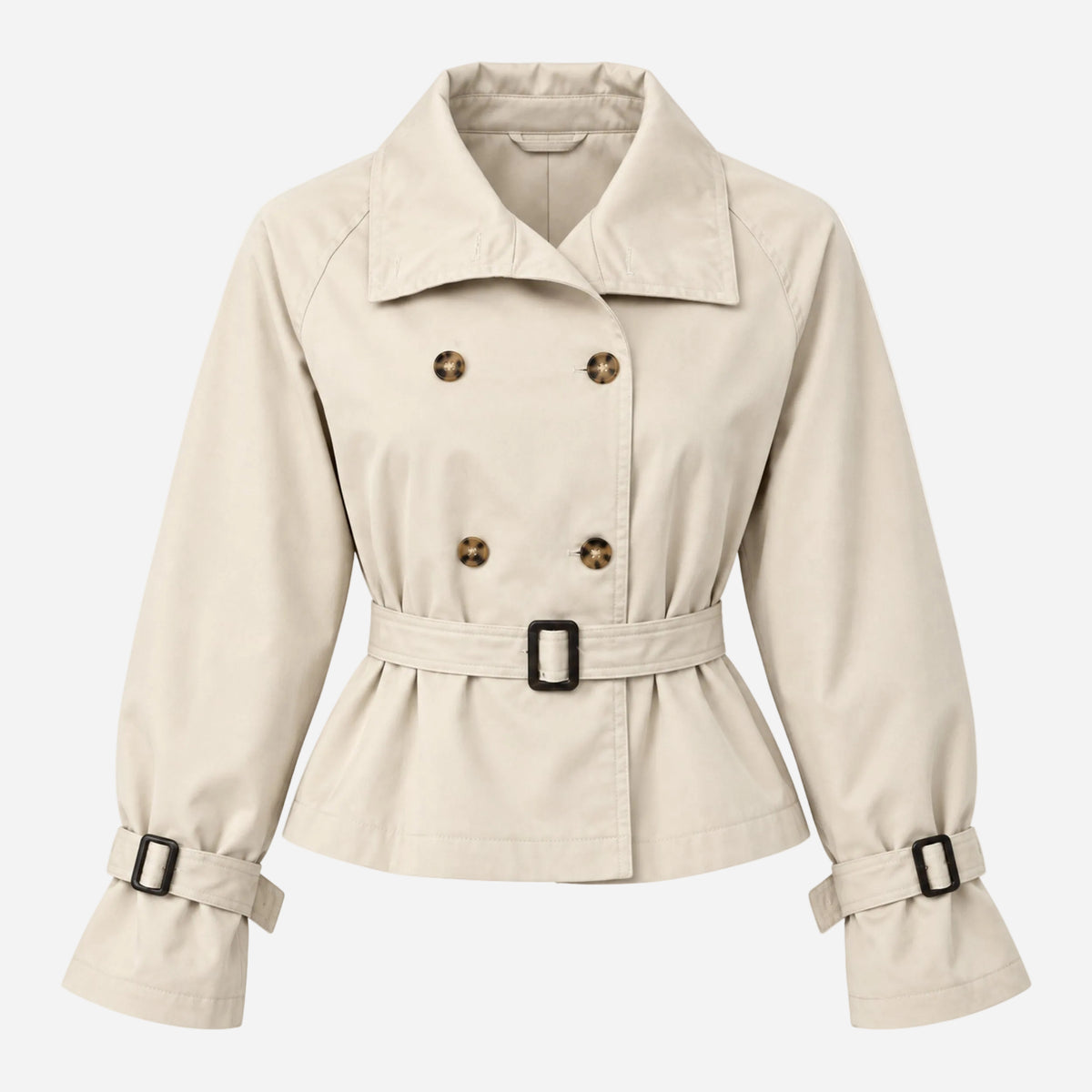 Women's Belted Double-Breasted Trench Coat-Fowsa