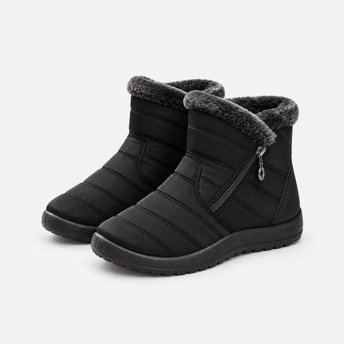 Women's Fur-Lined Side-Zip Winter Boots- Fowsa