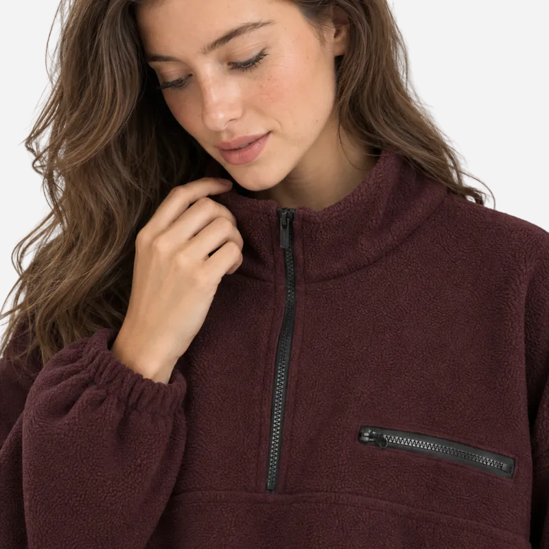 Women's Half Zip Fleece Pullover Jacket-Fowsa