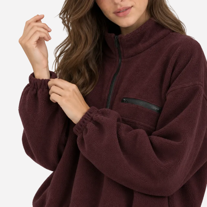 Women's Half Zip Fleece Pullover Jacket-Fowsa