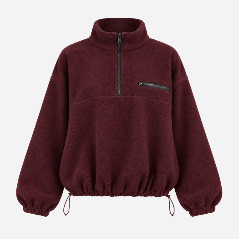 Women's Half Zip Fleece Pullover Jacket-Fowsa