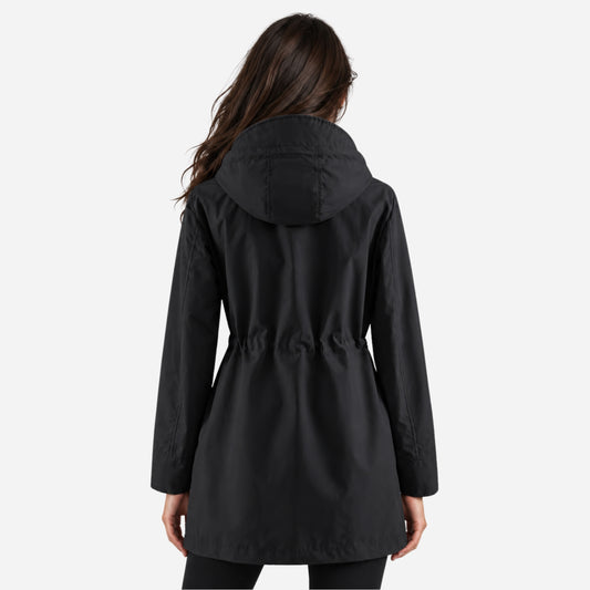 Women's Hooded Drawstring Rain Jacket-Fowsa