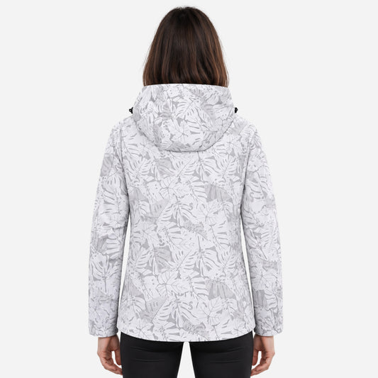 Women's Hooded Printed Waterproof Jacket-Fowsa