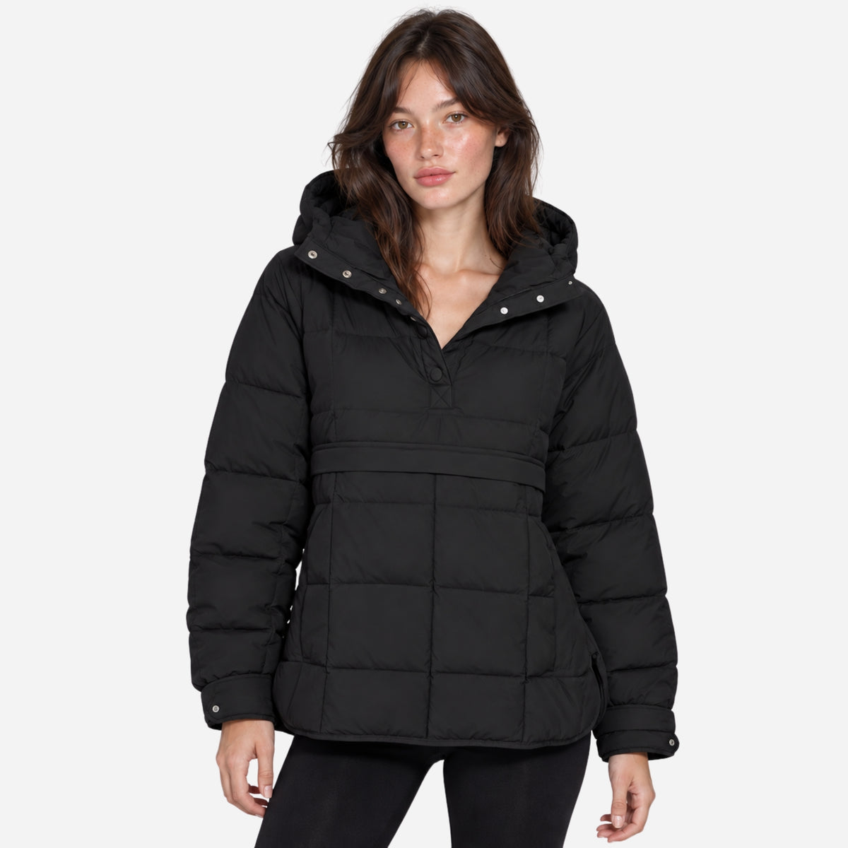 Women's Hooded Puffer Pullover Jacket-Fowsa