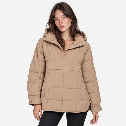 Women's Hooded Puffer Pullover Jacket-Fowsa
