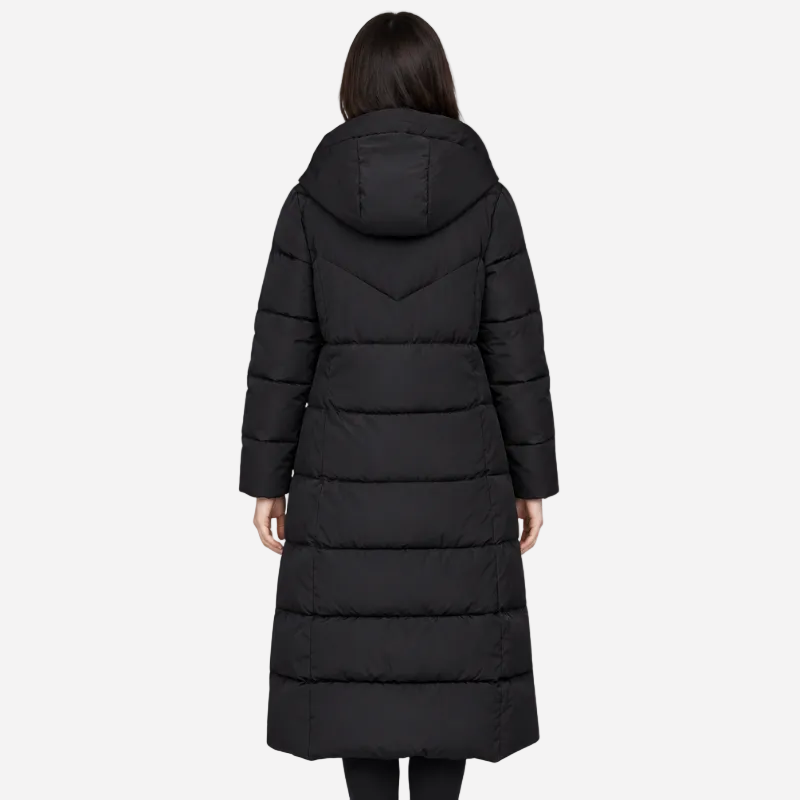 Women's Hooded Quilted Padded Long Coat-Fowsa